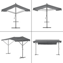 Load image into Gallery viewer, Store banne autoportant à double pente 400 x 300 x 260 cm gris foncé 03_0008294 -