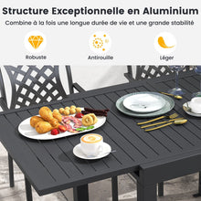 Load image into Gallery viewer, Table de Jardin Extensible en Aluminium Ajustable de 80 à 160 CM Table à Manger Extérieure Plateau à Lattes pour 4-6 Personnes Gris Foncé -