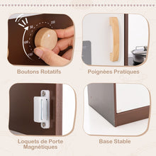 Load image into Gallery viewer, Jeu de Cuisine d'Angle pour Enfants de 3 Ans et Plus en Bois Machine  Glaons Porte-serviettes Accessoires Effets Sonores et Lumineux -
