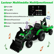 Load image into Gallery viewer, Tracteur Electrique 12 V pour Enfants 3-5 km/h Télécommande MP3 USB Vert/Jaune -