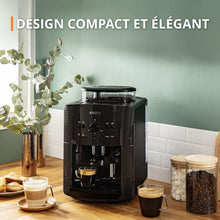 Load image into Gallery viewer, Machine à café grain,1,7 L,2 tasses en simultané,Nettoyage automatique,Buse vapeur pour Cappuccino,Cafetière espresso,Essential noire YY8125FD,Noir -