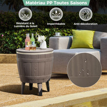Load image into Gallery viewer, Table Glacière 37L pour Jardin 3 en 1 avec Plateau Télescopique Seau à Glace d'Extérieur pour Cocktails Bière Ø48x58/83cm Marron+Blanc -