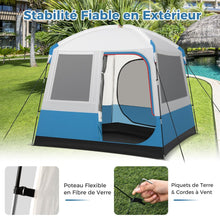 Load image into Gallery viewer, Tente de Camping pour 5 Personnes Tente D么me tanche avec Porte et Fen锚tres en Maille Sac de Transport 248x248x230cm Bleu + Blanc -