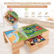 Load image into Gallery viewer, Table Circuit Train en Bois 100 Accessoires avec Tiroir de Rangement Jouet Educative pour Enfants 3 Ans + -