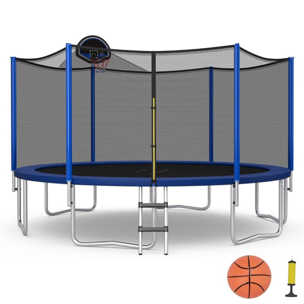 Trampoline d'Extrieur 脴366 cm Trampoline avec Panier de Basket Filet de Protection Trampoline pour Enfants et Adultes -