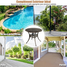 Load image into Gallery viewer, Table Jardin Ronde en Aluminium coulé 90x90x74CM avec Trou pour Parasol 5CM Table Extérieure avec Pied Réglable Antidérapant -