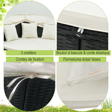Load image into Gallery viewer, Lit Canapé de Jardin Rond en Rotin PE Auvent Rétractable Coussins et Oreillers Amovibles Salon de Jardin Modulable Blanc -