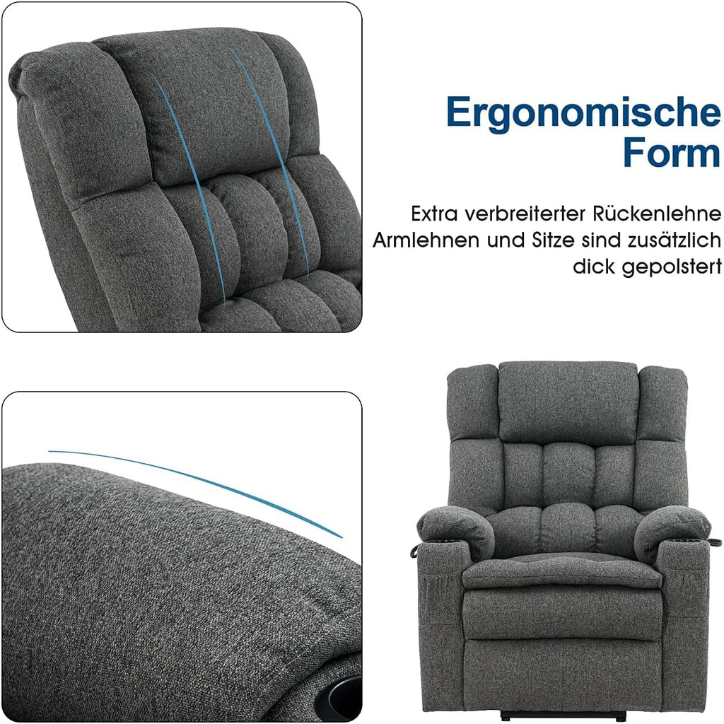 MCombo 7546 Fauteuil de Relaxation électrique avec 3 Moteurs réglables séparément