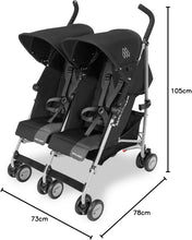 Load image into Gallery viewer, Poussette double Maclaren Twin Triumph (6 mois,jusqu'à 15 kg,un enfant par siège),légère et compacte,capote extensible UPF 50+ avec habillage pluie - Noir/Anthracite