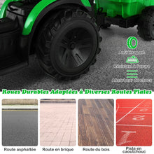 Load image into Gallery viewer, Tracteur Electrique 12 V pour Enfants 3-5 km/h Tlcommande MP3 USB Vert/Jaune -