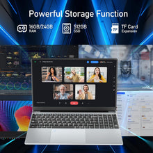 Load image into Gallery viewer, Ordinateur Portable 15 6 Pouces PC Portable Celeron N5095 CPU 16Go RAM 512Go SSD Laptop Win11 FHD 1920 x 1080 Rétroéclairé &amp; Déverrouillage Empreinte Webca Wi-FI 5 BT4.2 USB 3.0 * 2