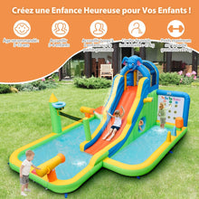 Load image into Gallery viewer, Toboggan Aquatique Gonflable Gant pour Enfants Piscine  claboussures sures Mur D'escalade Canons  Eau Lancer D'anneaux Cerceau (sans Souffleur) Multicolore -