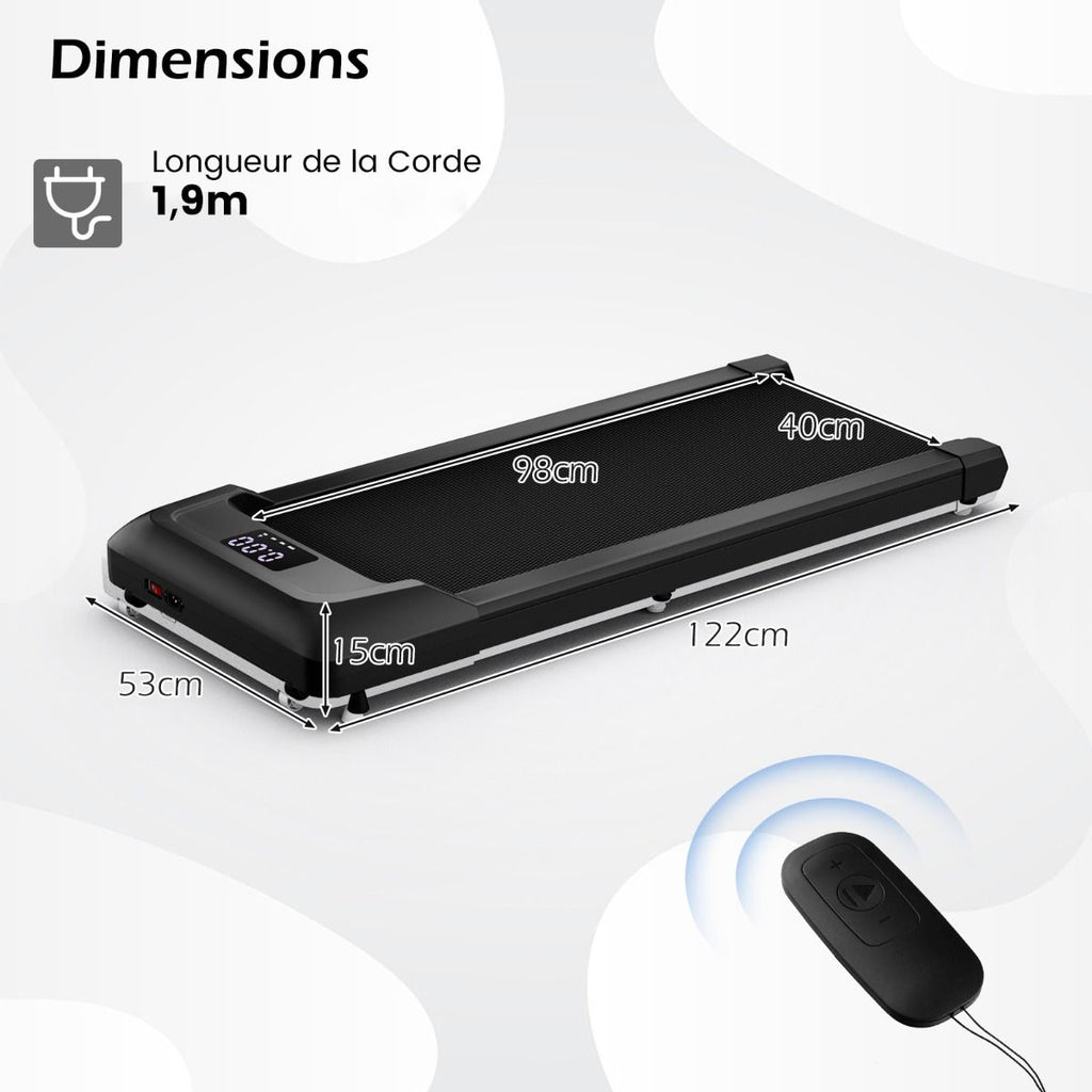 Tapis de Course Mince Tapis de Jogging avec Capacit de 120 Kg Tlcommande et cran Led Inclinable  Roulettes Tapis de Course  Glisser Gris/Noir/Rose -