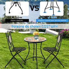 Load image into Gallery viewer, Table de Jardin Style Mosa茂que Cadre en Fer et Rev锚tement Antirouille pour 60 x 60 x 72 CM -