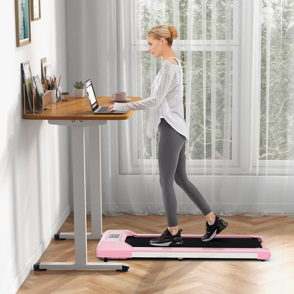 Tapis de Course Mince Tapis de Jogging avec Capacit de 120 Kg Tlcommande et cran Led Inclinable  Roulettes Tapis de Course  Glisser Gris/Noir/Rose -