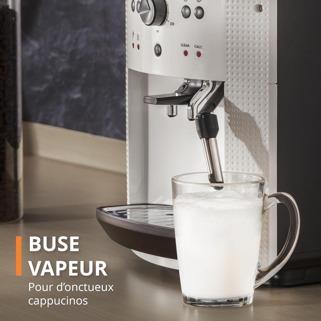 Machine  caf grain,1,7 L,2 tasses en simultan,Nettoyage automatique,Buse vapeur pour Cappuccino,Cafetire espresso,Essential noire YY8125FD,Noir -