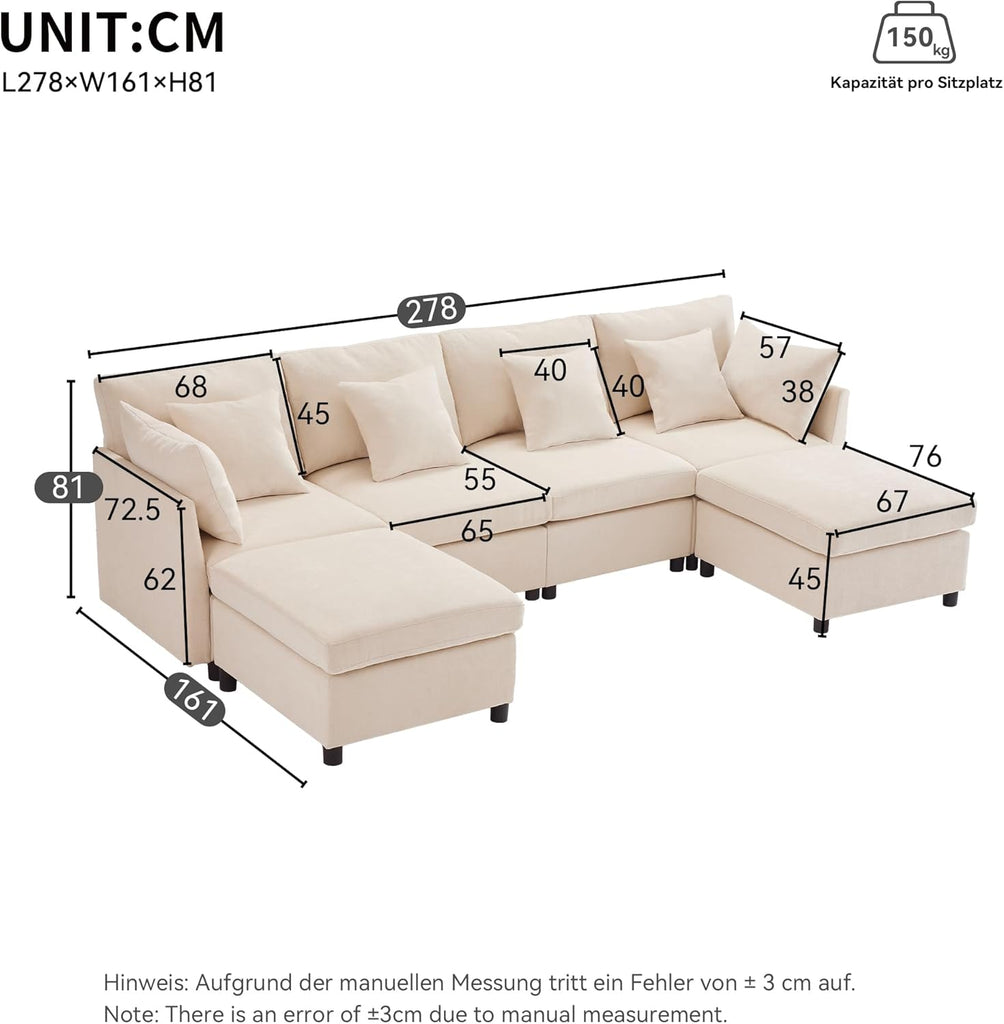 Seyakany Canapé d'angle Convertible,canapé Convertible 4 Places,en Tissu Chenille avec Repose-Pieds Amovible,canapé Quatre Places en L en U,adapté à la Maison,au Salon,à l'appartement
