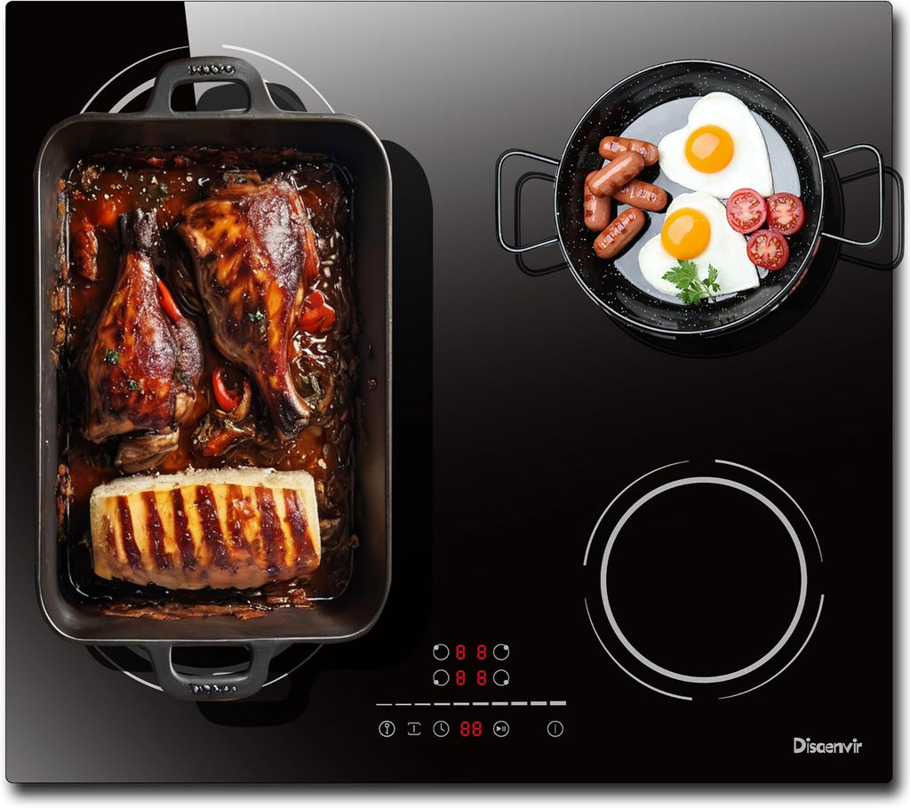 Plaque Induction 4 Feux Encastrable 6400W, Plaque de Cuisson Induction Zone Flexible, Plaque Electrique 60cm, Fonction Pause, 9 Niveaux, Controle tactile, Minuterie, Serrure pour Enfants