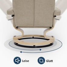 Load image into Gallery viewer, M MCombo Fauteuil Relax avec Pouf, Fauteuil TV pivotant à 360° avec Fonction Chaise Longue, Fauteuil TV supportant jusqu'à 120 Kg, Fauteuil de Repos pour Le Salon, 9019 (Tissu, Beige)