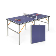 Load image into Gallery viewer, Table de Ping-Pong Pliable Peu Encombrante avec Filet Tennis de Table avec 2 Raquettes 3 Balle Pieds Réglables 180 x 90 x 76 cm -
