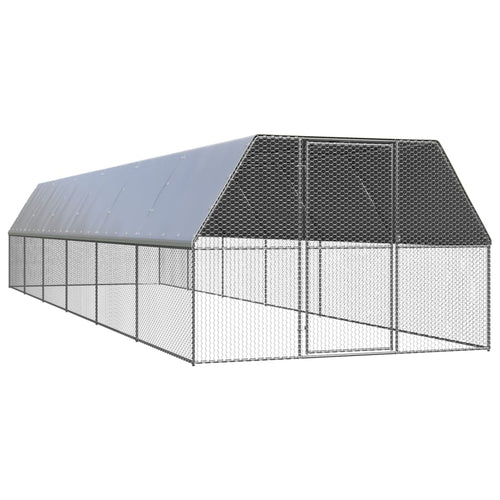 Poulailler d'extérieur 3 x 12 x 2 m acier galvanisé toit en PE 02_0001693 -