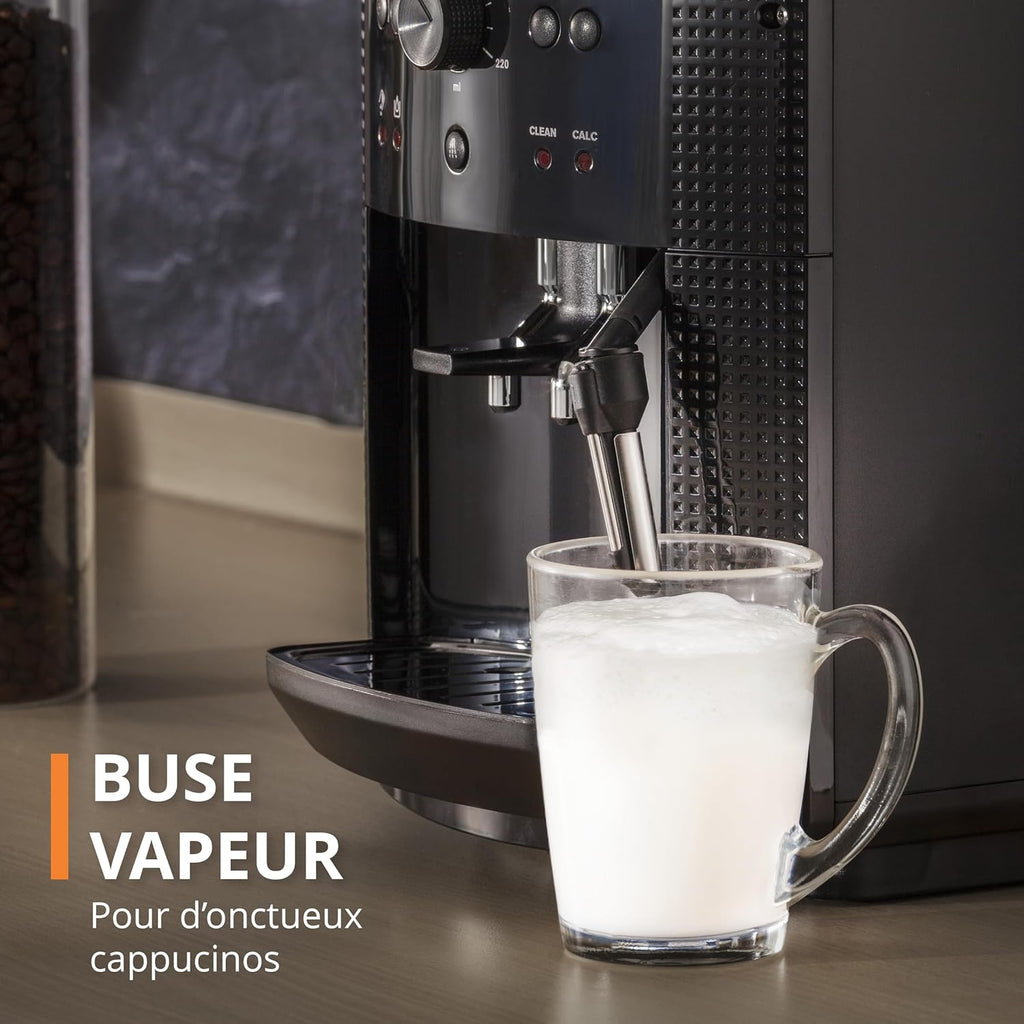 Machine à café grain,1,7 L,2 tasses en simultané,Nettoyage automatique,Buse vapeur pour Cappuccino,Cafetière espresso,Essential noire YY8125FD,Noir -