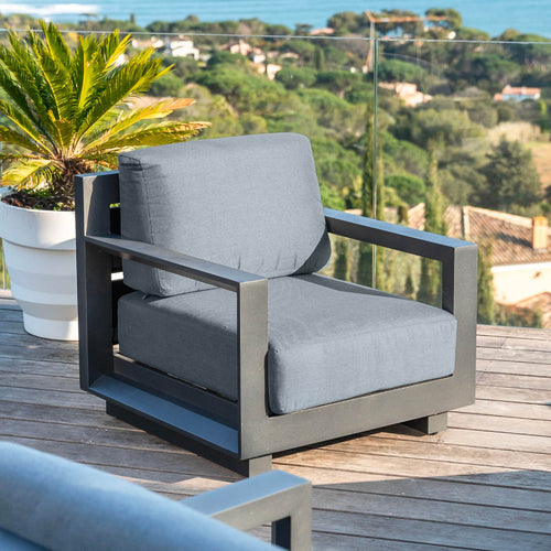 Salon de jardin d'angle aluminium 10 places Elba Gris anthracite - Action-sport36 -