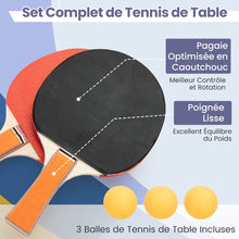 Load image into Gallery viewer, Table de Ping-Pong Pliable Peu Encombrante avec Filet Tennis de Table avec 2 Raquettes 3 Balle Pieds Réglables 180 x 90 x 76 cm -