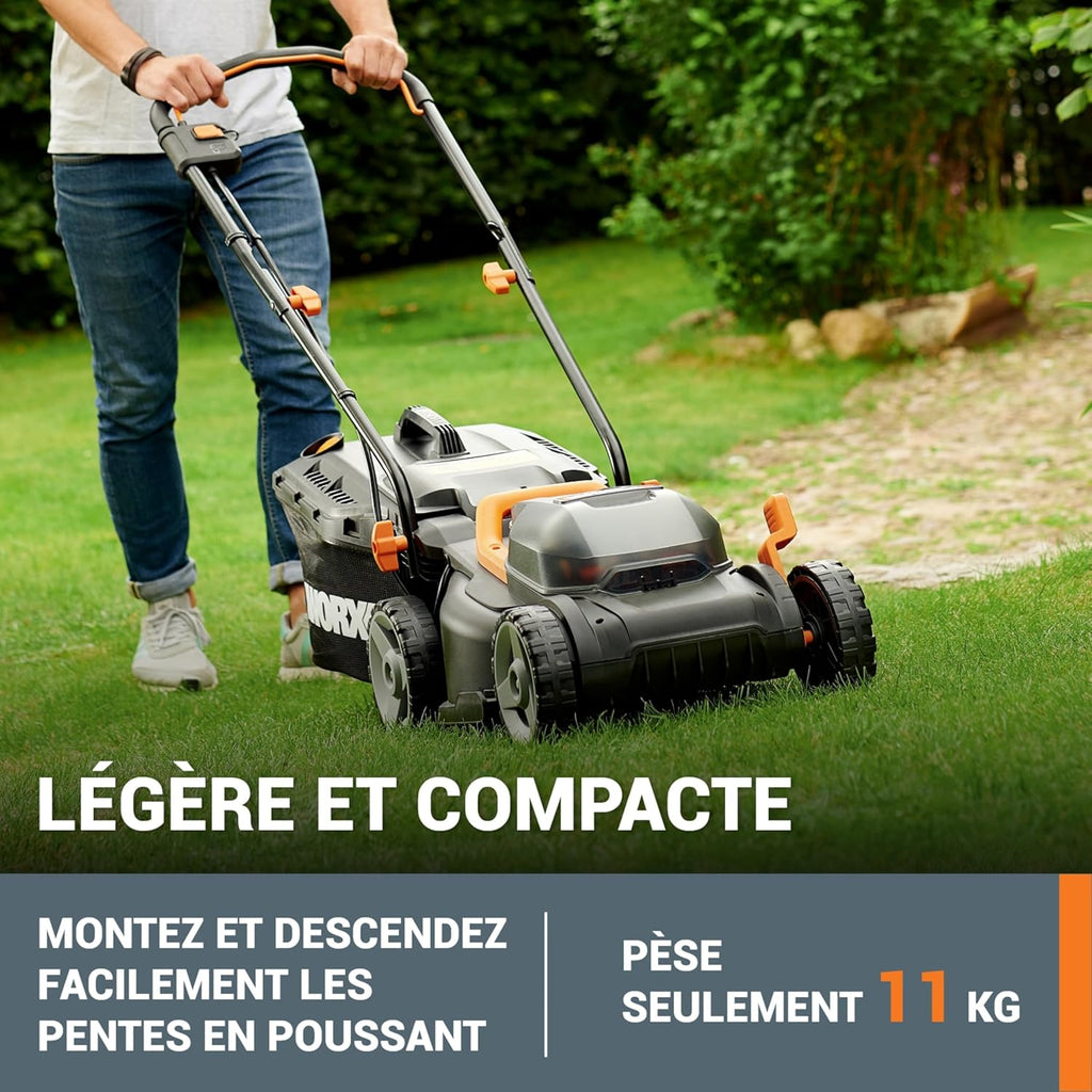 Pack Pro+ Tondeuse à Gazon 40V 460m² + Coupe-Bordures 20V + 2 Batteries 4Ah et 1 Batterie 2Ah + Chargeur Double et Chargeur Simple (Idéal pour l'Entretien du Jardin)