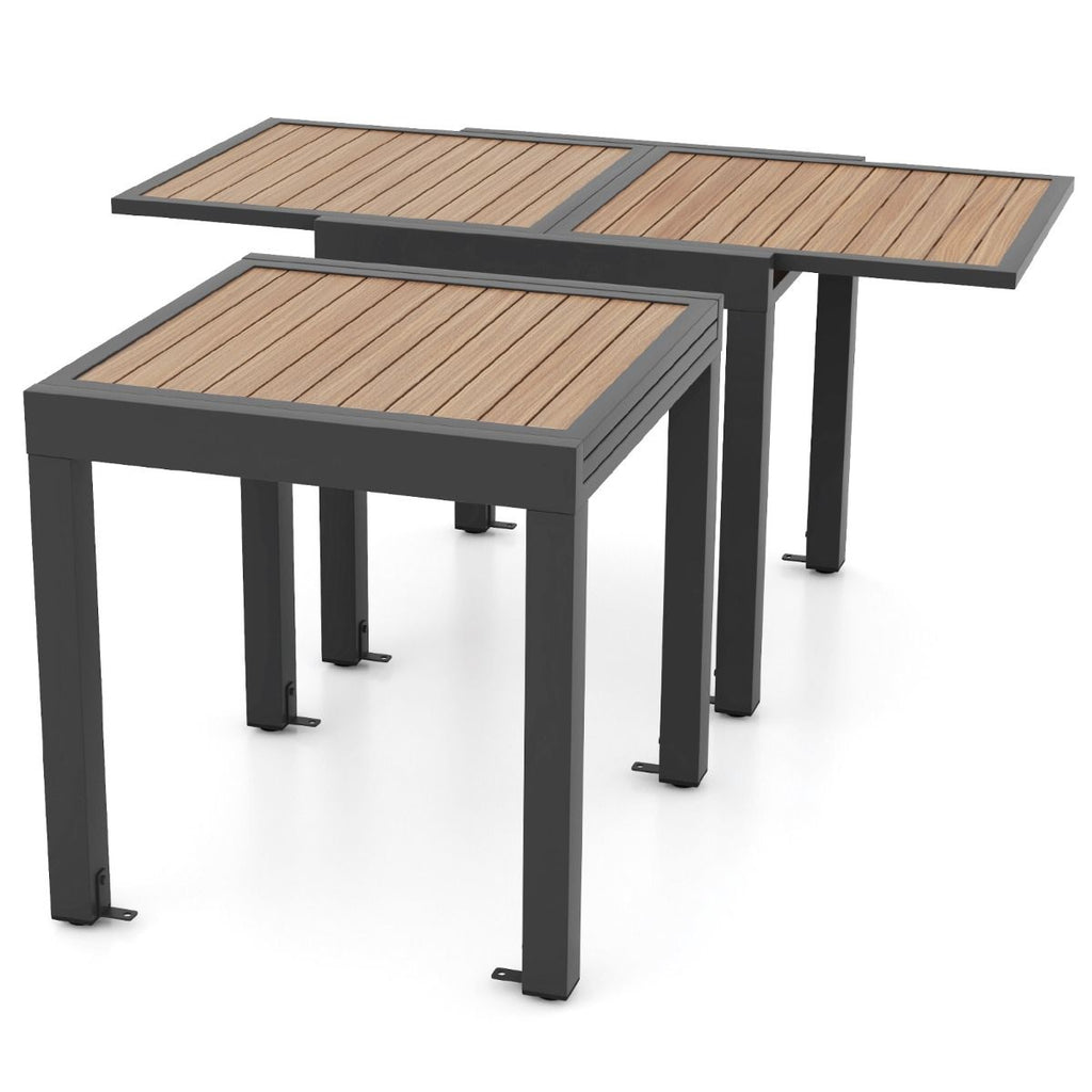 Table de Jardin Extensible en Aluminium Ajustable de 80 à 160 CM Table à Manger Extérieure Rectangulaire pour 4-6 Personnes Naturel -