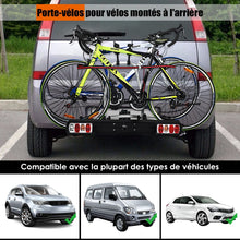 Load image into Gallery viewer, Porte-vlos pour Attelage sur SUV Berline Fourgon pour 2 Vlos Conception Intelligente de Basculement 113x72x63cm -