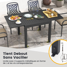 Load image into Gallery viewer, Table de Jardin Extensible en Aluminium Ajustable de 80  160 CM Table  Manger Extrieure Plateau  Lattes pour 4-6 Personnes Gris Fonc -