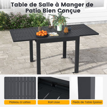 Load image into Gallery viewer, Table de Jardin Extensible en Aluminium Ajustable de 80  160 CM Table  Manger Extrieure Plateau  Lattes pour 4-6 Personnes Gris Fonc -