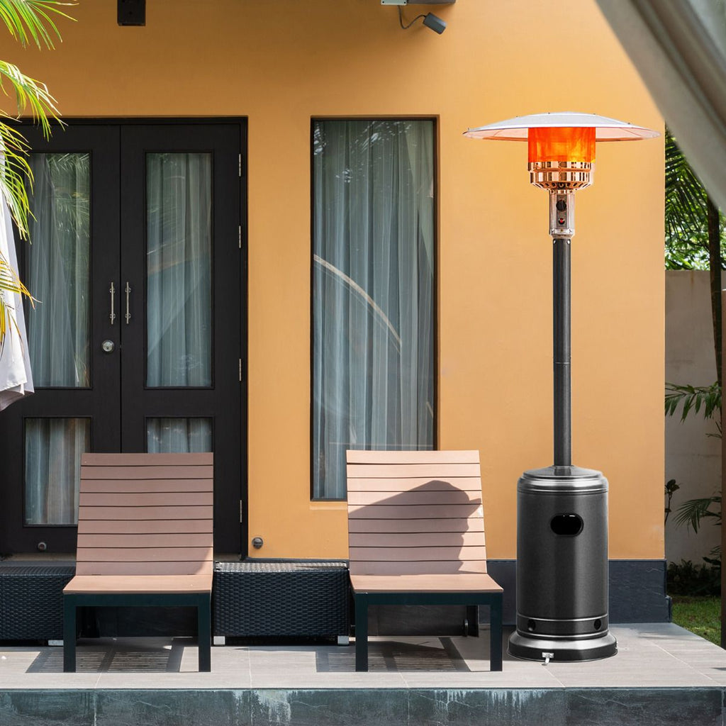 Parasol Chauffage Extrieur  Gaz 13KW Rflecteur 82cm avec Dispositif de Anti-basculement Tube 2 Roues Fluide 220cm Noir -