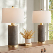 Load image into Gallery viewer, 360 Lighting Gilson 24 3/4" High Modern Glam Luxe Table Lamps Set of 2 Gold Textured Gray Finish Ceramic White Shade Living Room Bedroom Bedside