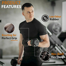 Load image into Gallery viewer, 350 lb Hex Dumbbell Set with Rack, 5 - 50 lb Pairs - Rubber Coated Iron Weights for Home Gym, Strength Training &amp; Muscle Building