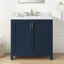 Load image into Gallery viewer, Sandon 36 in. Single Sink Midnight Blue Bath Vanity with Carrara Marble Top (Assembled)